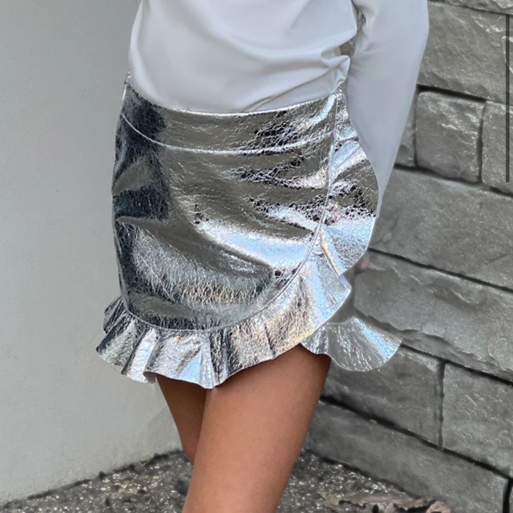 Little Olin Silver Metallic Skirt